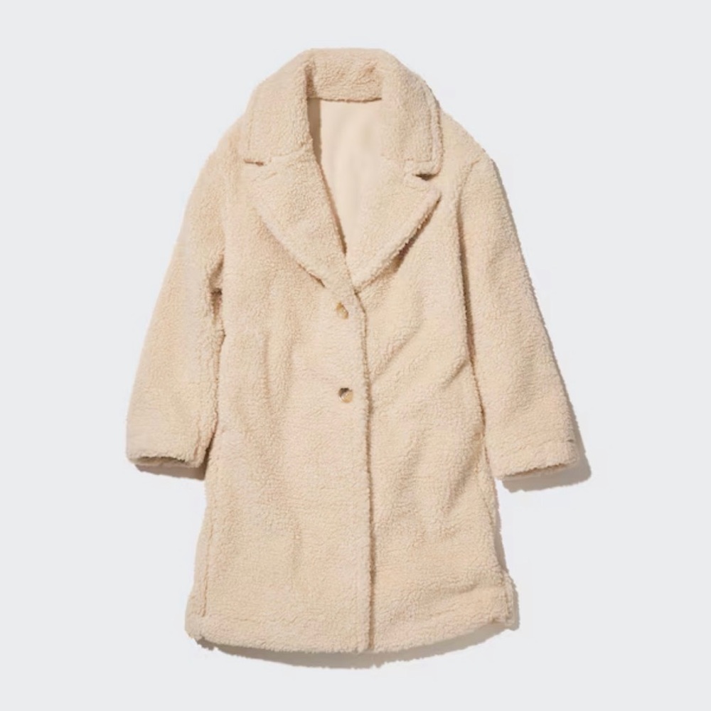 Uniqlo Pile-Lined Fleece Tailored Coat in Beige